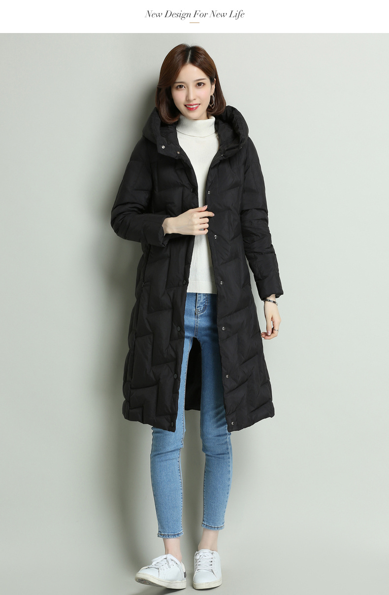 恒源祥羽绒服女中长款2019冬季新品保暖显瘦韩版过膝休闲时尚外套02 2