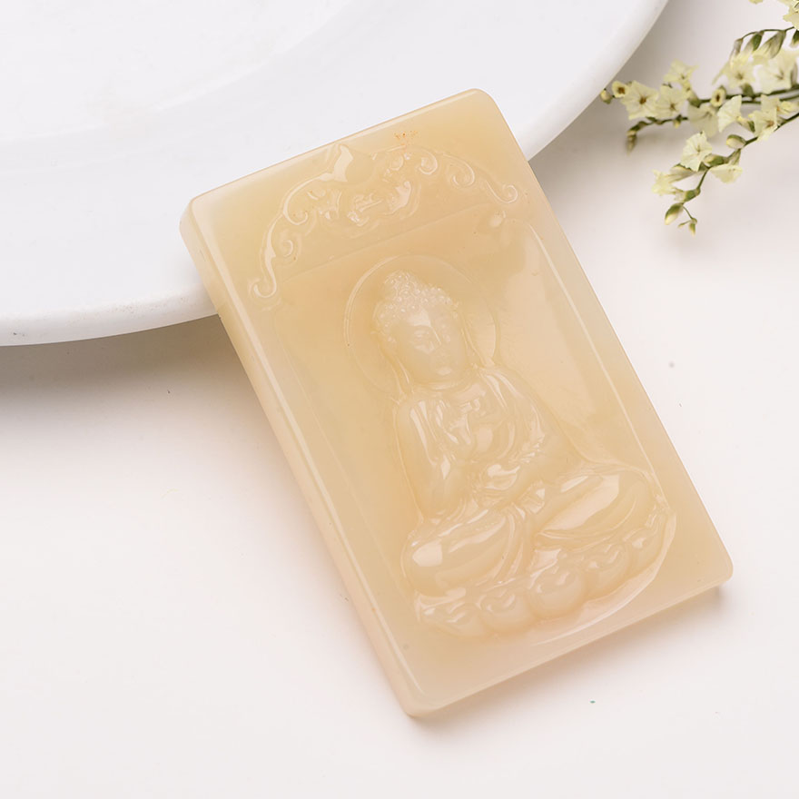 50.5g天然a货黄龙玉释迦牟尼挂牌吊坠