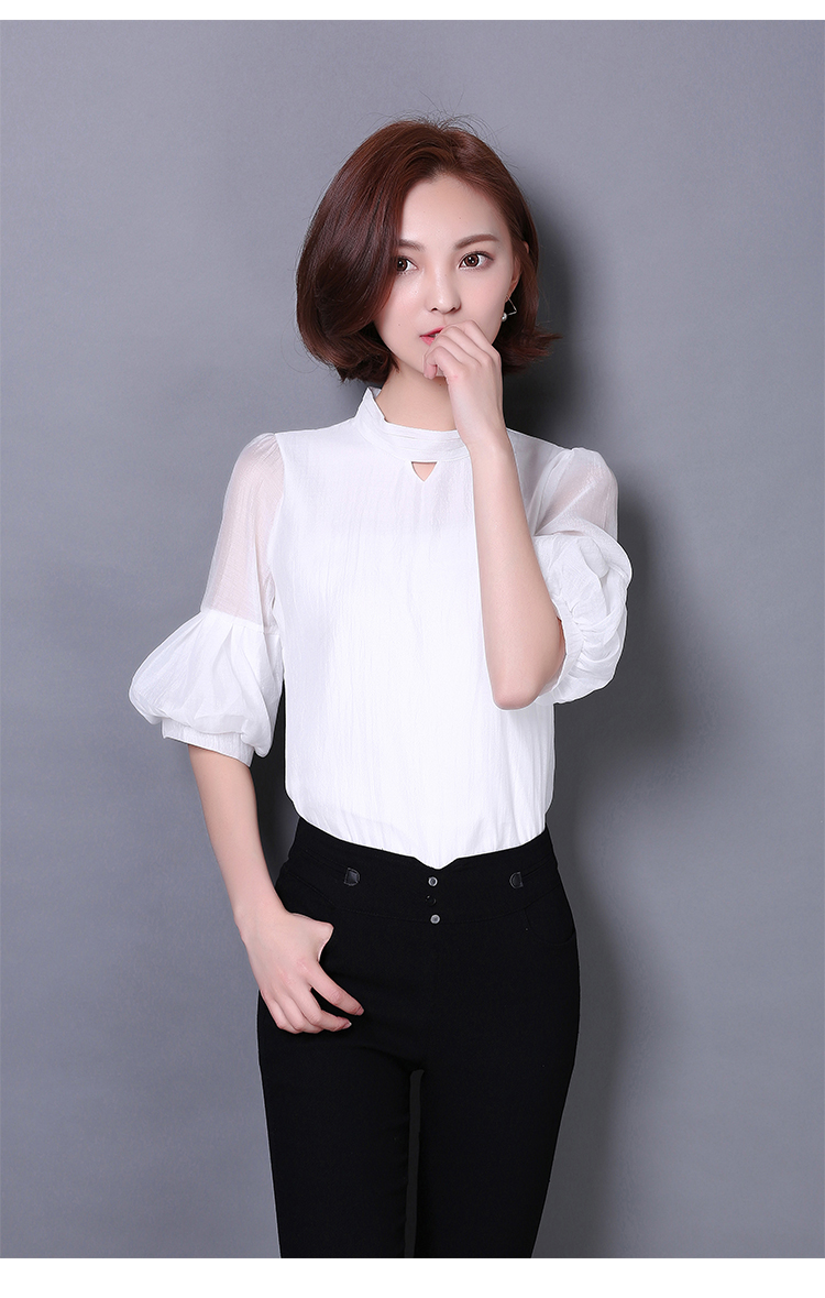 欧絮2016春装新款小衫立领女式蕾丝雪纺衫欧根纱打底衫上衣薄 玫瑰