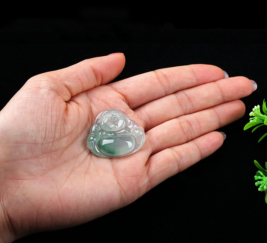 誉满堂珠宝 冰种飘蓝花佛公 10.21g【图片 价格 品牌 报价】-京东