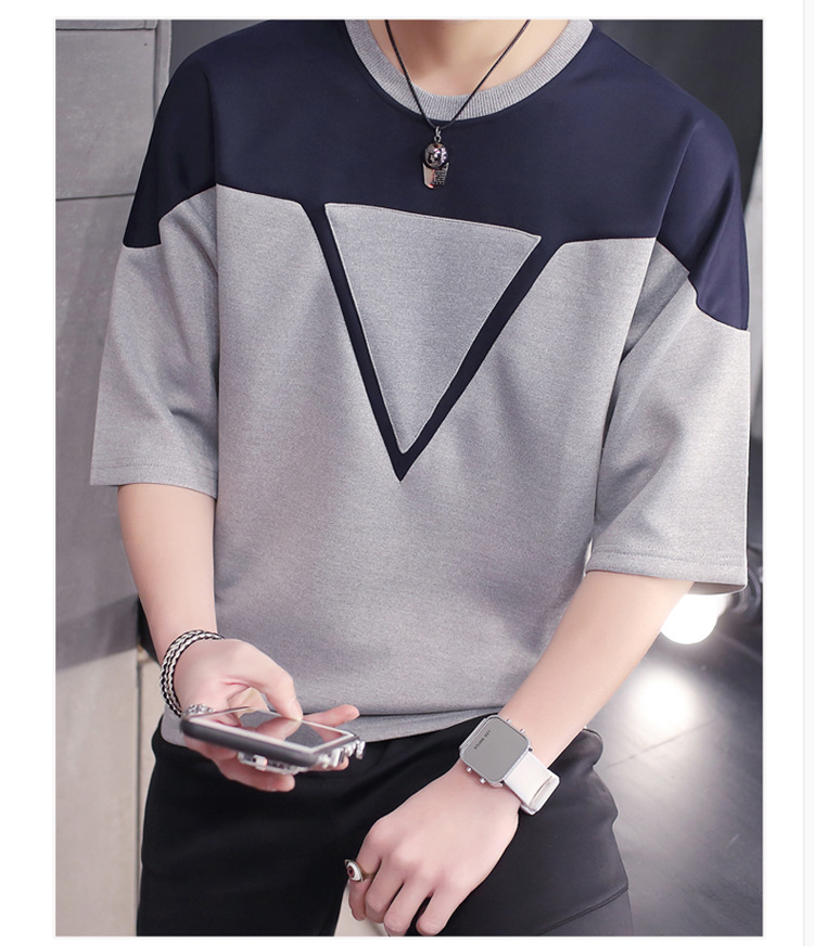 2016新款 男士蝙蝠袖t恤印花男潮中袖蝙蝠衫 灰色 xl