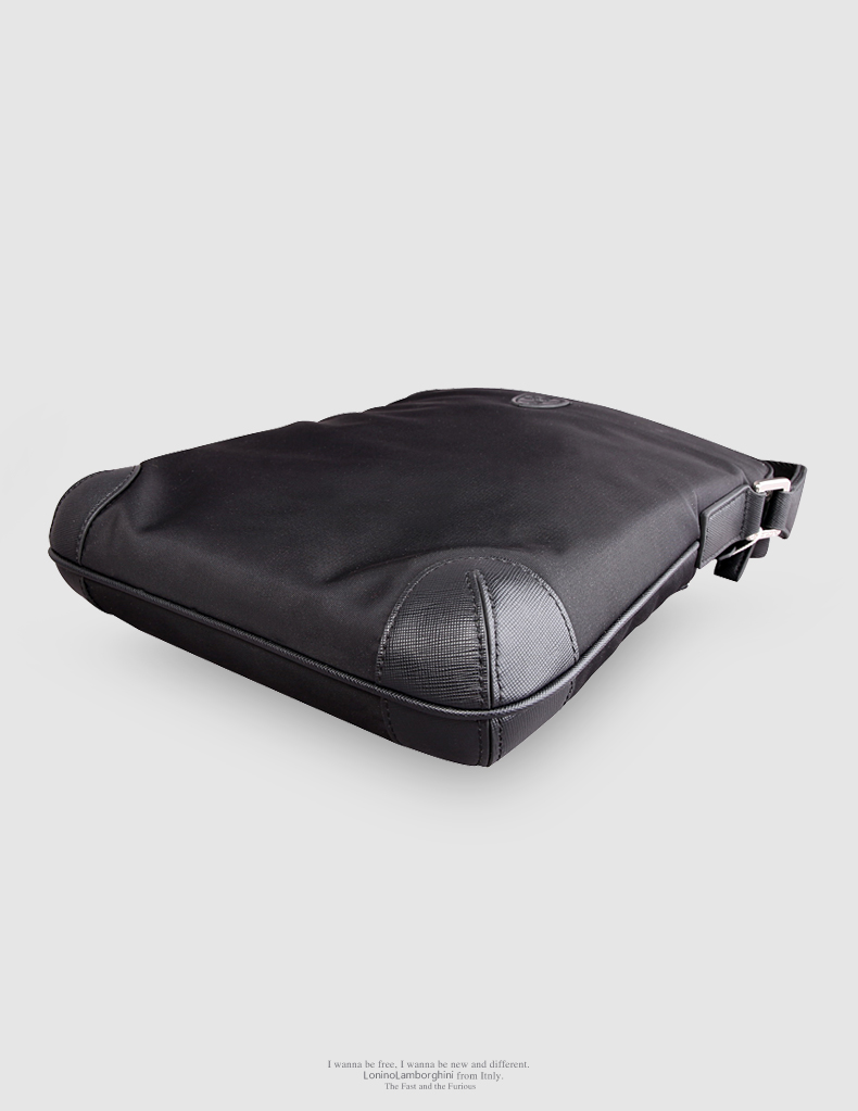 林宝坚尼休闲男士单肩包 时尚百搭斜挎包 青年商务韩版男包 黑色