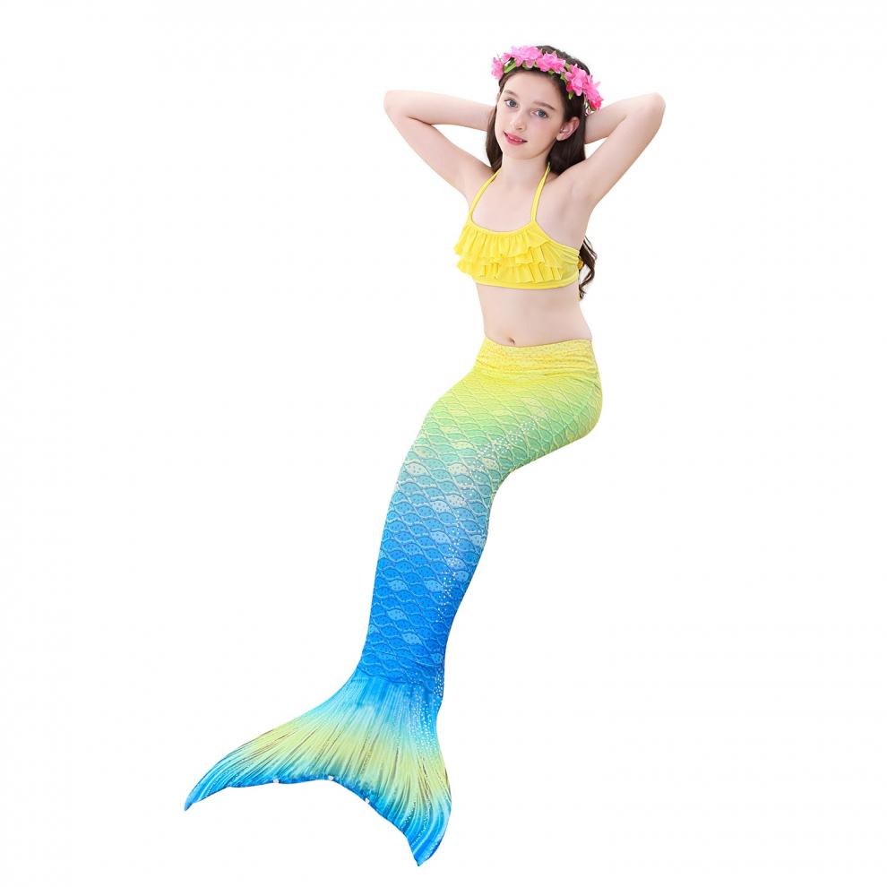 中二班儿童泳衣美人鱼泳衣小女孩泳装女童比基尼游泳衣美人鱼尾巴泳衣