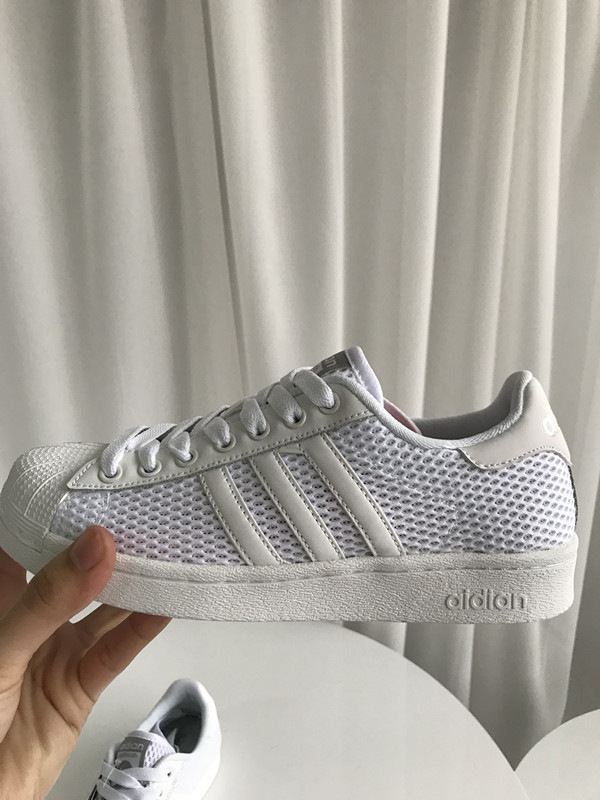 穿过会爱上 大码男女情侣大网眼小白鞋透气网面休闲鞋板鞋 自留白色