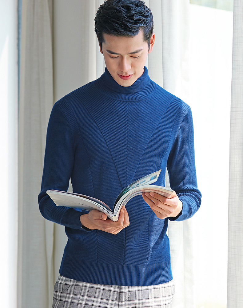 七匹狼羊毛衫男2020秋季新款男装高领套头衫中年休闲时尚