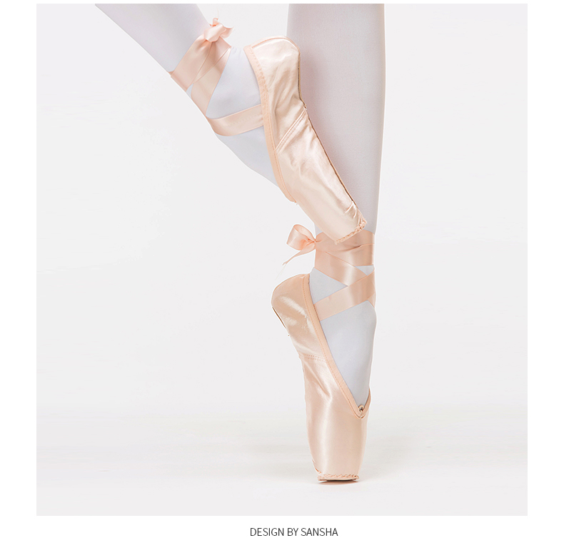 三沙sansha芭蕾舞鞋手工缎面足尖鞋儿童舞蹈硬鞋练功鞋粉色40