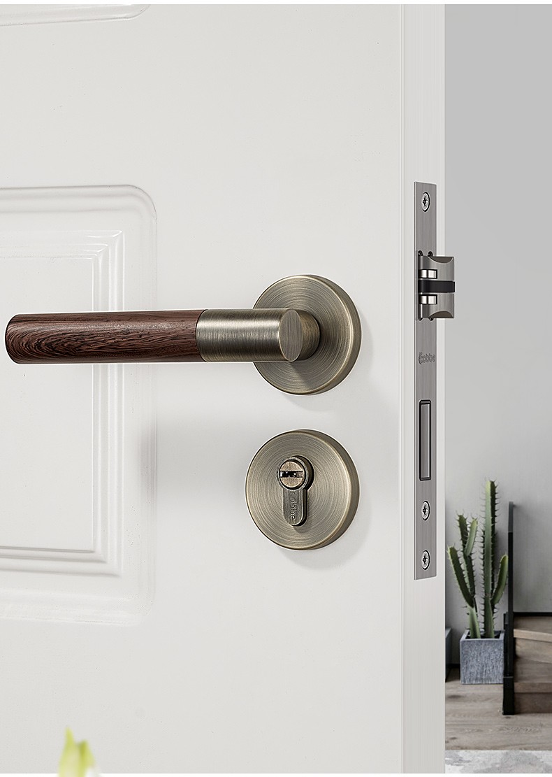 静音门锁卡贝门锁室内房间门锁卧室家用通用型锁具新中式木纹门把手