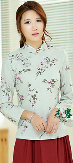 杰塞威斯 新款民族风手绘双襟旗袍式棉服中式