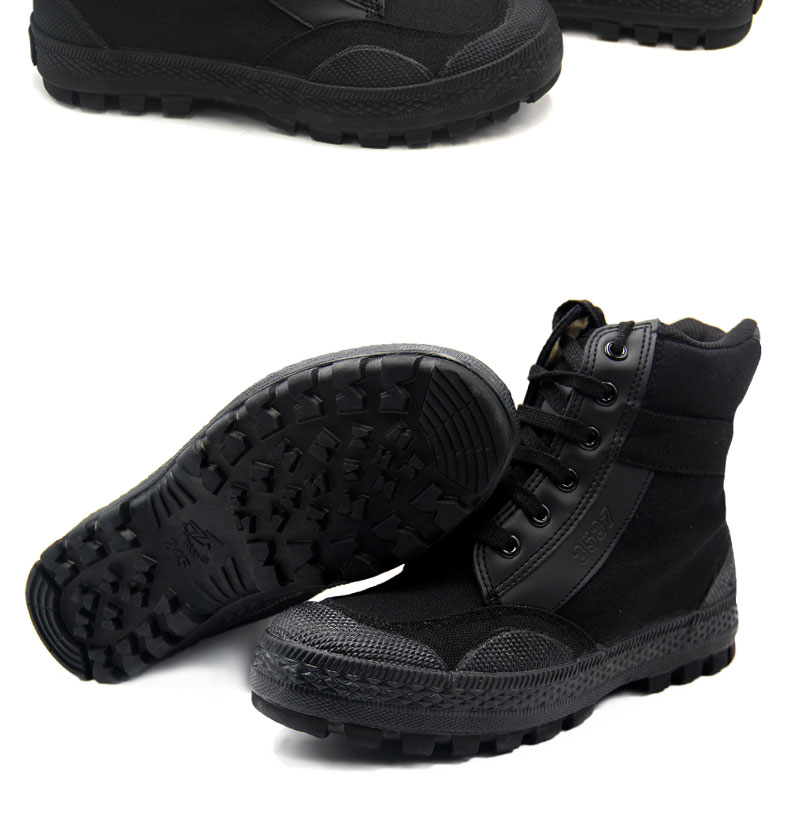 际华3537正品新式高帮解放鞋男军黑色作训鞋夏季训练鞋耐磨工地劳动