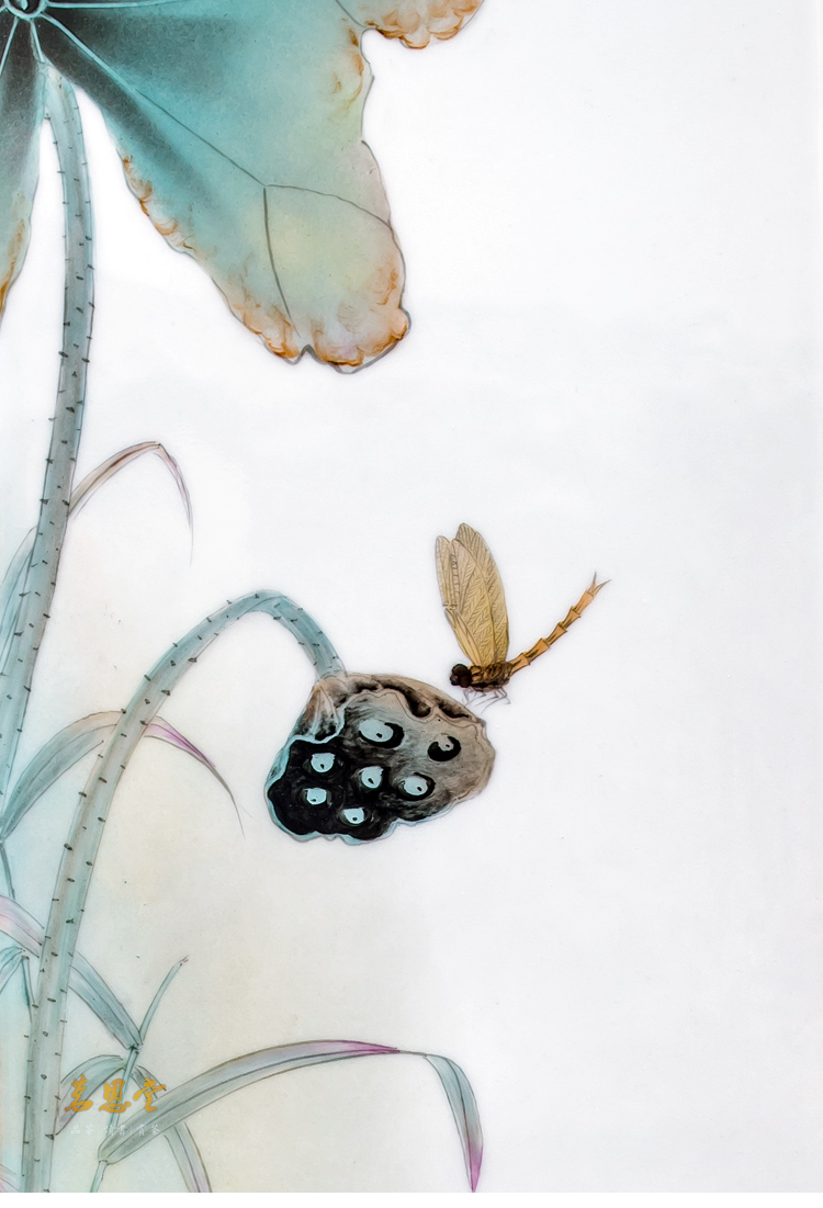 梵尼威景德镇名家手绘粉彩花鸟瓷板画荷塘情趣约2281cm