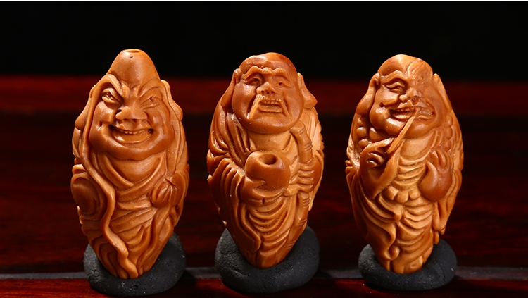 橄榄核雕刻整身十八罗汉长串 洪心款 橄榄胡雕长串 文玩把玩(十八罗汉