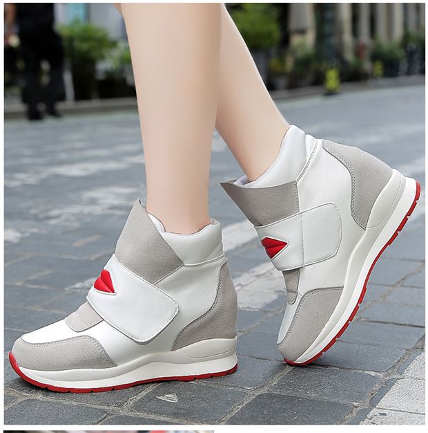 贴高帮厚底内增高女鞋休闲运动鞋学生鞋8cm 黑色 35 - 京东超级返利