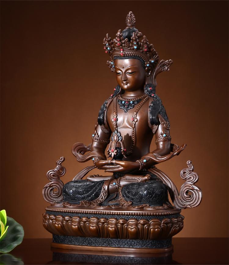 长寿佛佛像藏传纯铜密宗无量寿智如来佛像供奉摆件尼泊尔佛教用品 10