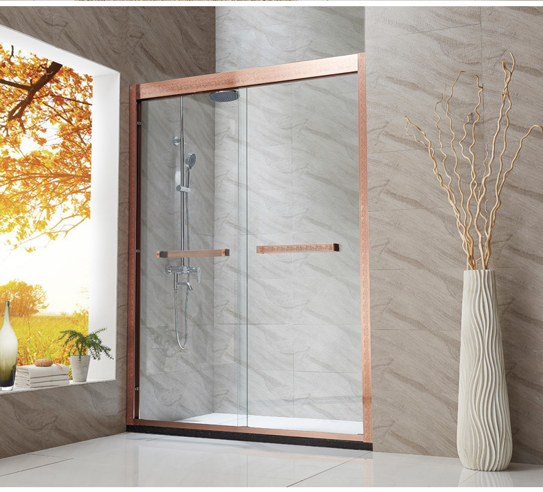 3c钢化玻璃隔断 浴室淋浴房隔断 复古铜色定制b-gd22 8mm(红古铜色)