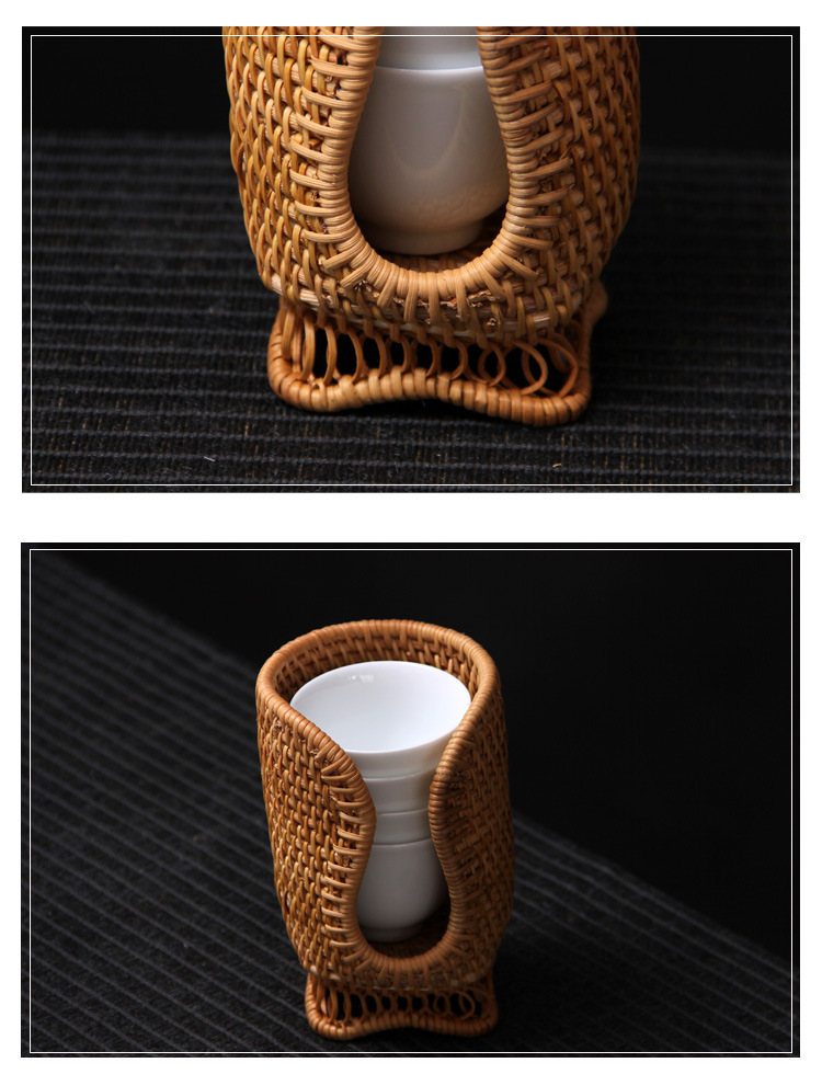 唐兴 茶道配件零配藤编杯收杯笼收纳筐秋藤_ 3折现价80元