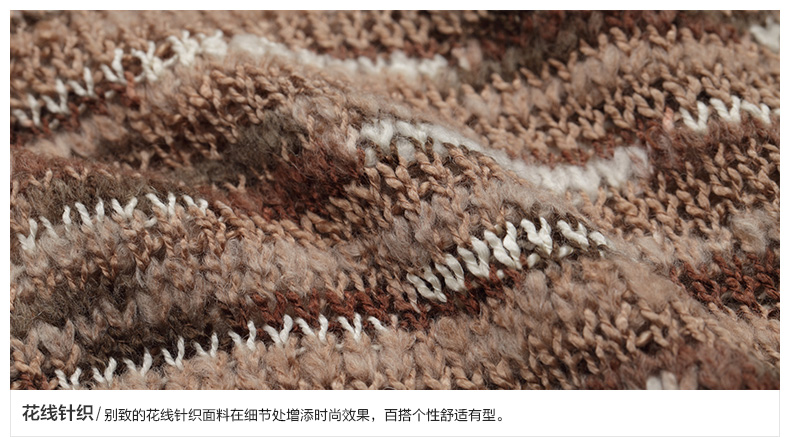卡玛KAMA 秋装新款女装 时尚镂空套头宽松毛衣针织衫 7314467 蓝色 L(165/88A)