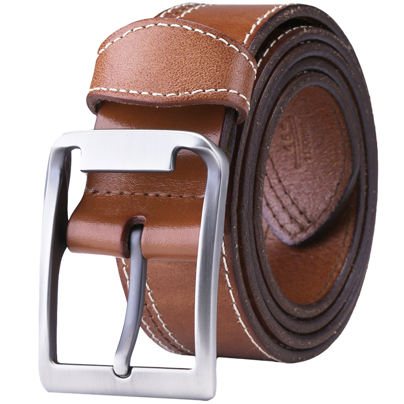 金狐狸(foxer)男士皮带 头层牛皮休闲男式针扣裤腰带男皮带510001f20q