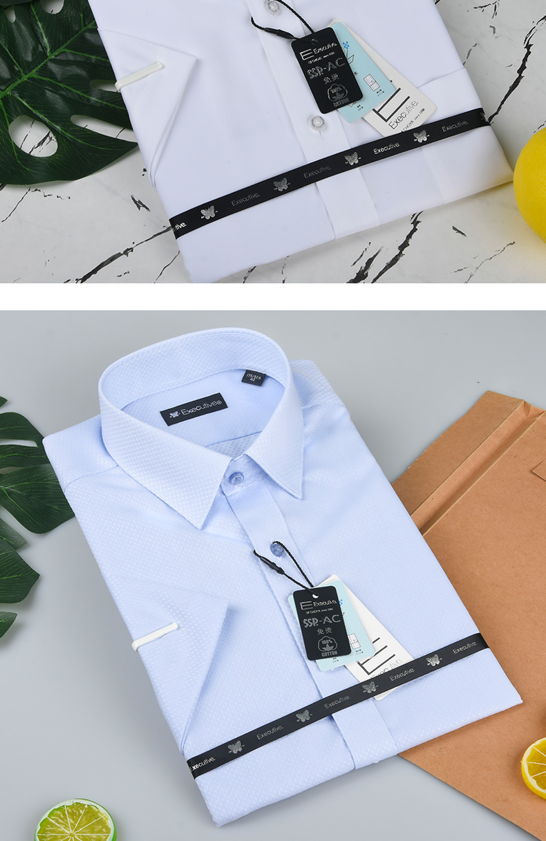 choya/蝶矢衬衫男短袖衬衣高支纯棉ssp免烫抗皱正装商务休闲日本高端