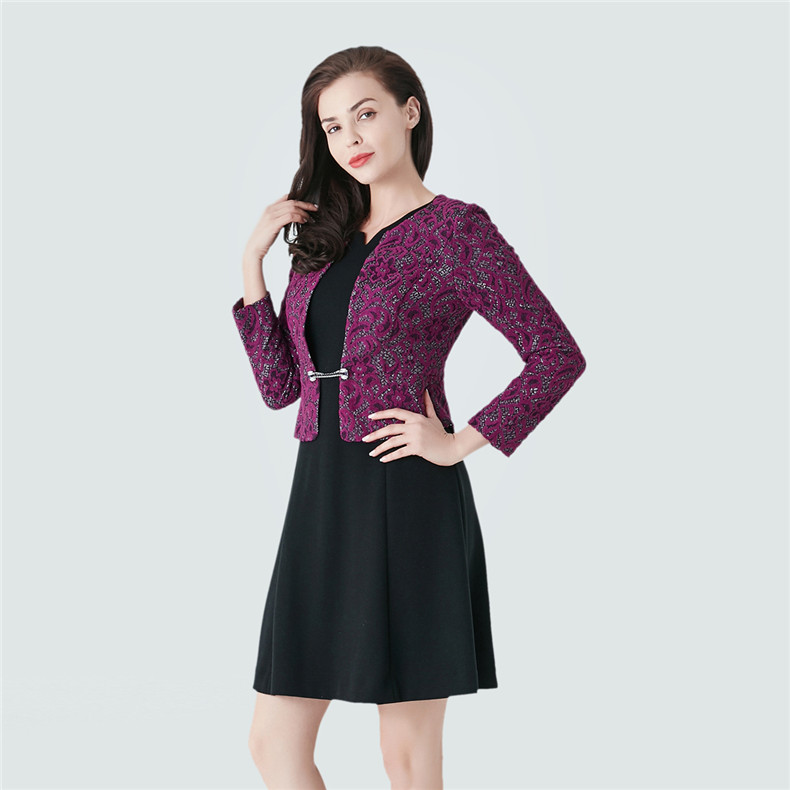 玫而美meiermei品牌专柜时尚假两件修身气质连衣裙女冬长袖连身裙h