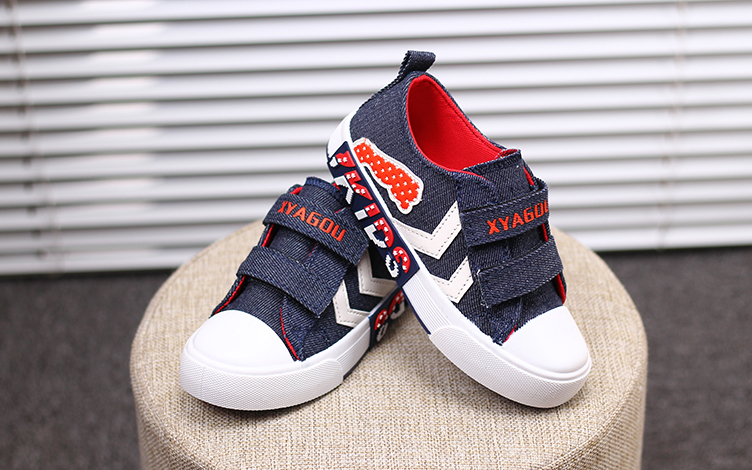 帆布鞋低帮男童休闲学生布鞋2017春新款儿童 帆布鞋258深蓝色 37码鞋