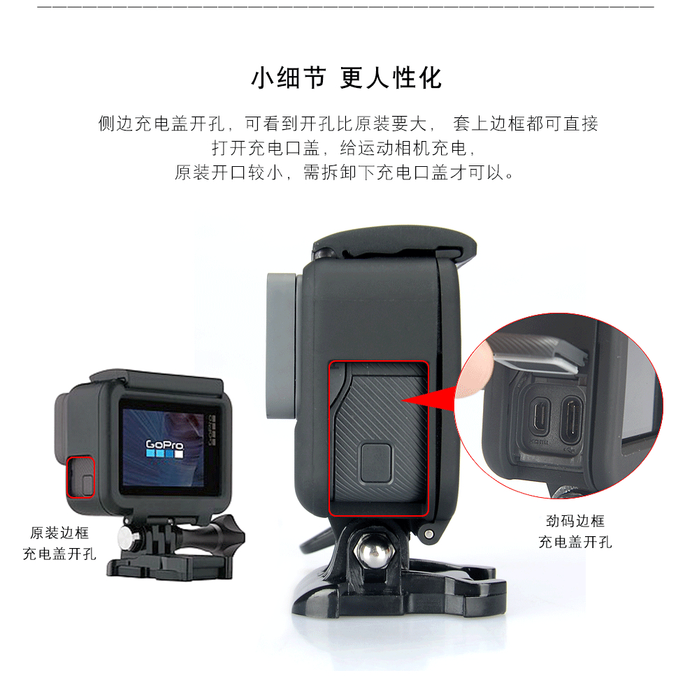 劲码gopro Hero 7 6 5 Black 边框保护框保护壳配件可开充电口 图片价格品牌报价 京东