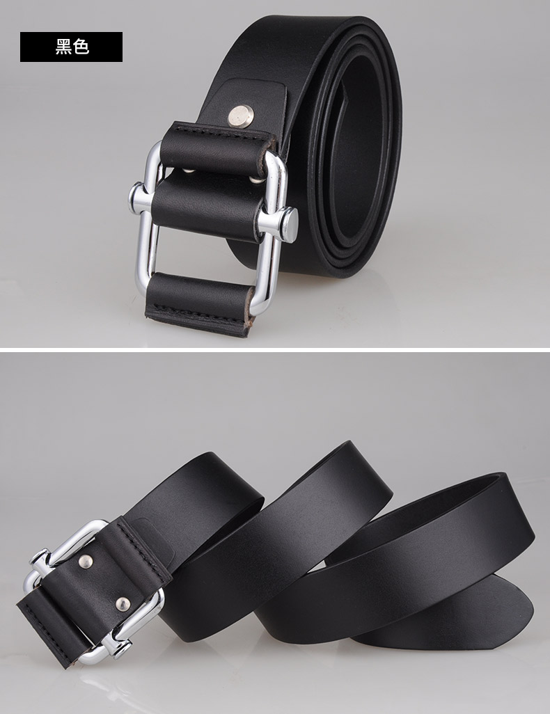 toucengp头层派无孔皮带双环扣无牙腰带抽拉裤带女式头层纯牛皮真皮