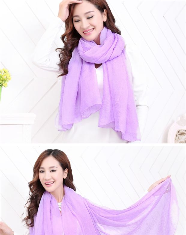 夕唯贝一春秋纯色薄防晒丝巾韩版女士时尚新款大纱巾雪纺围巾夏披肩长