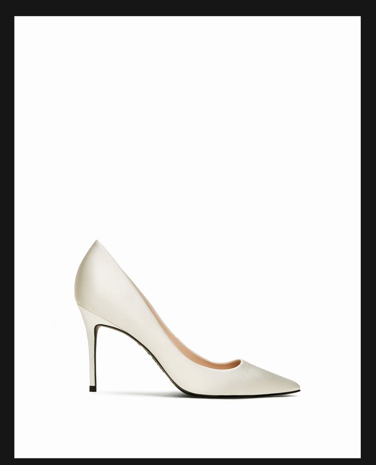 烫l058a085-016-094 社交女鞋浅白色真丝高跟单鞋尖头浅口宴会高贵