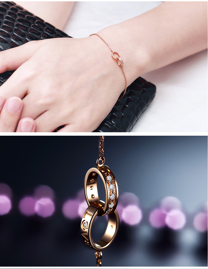 专柜同款crd克徕帝crd克徕帝18k金钻石手链永恒之恋拥抱玫瑰金色专柜