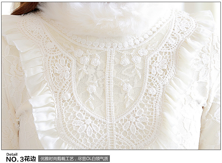 莲香情2015新款装大码蕾丝衫上衣仿兔毛保暖打底衫加绒加厚女高领 黑色加绒优质版 XXL码