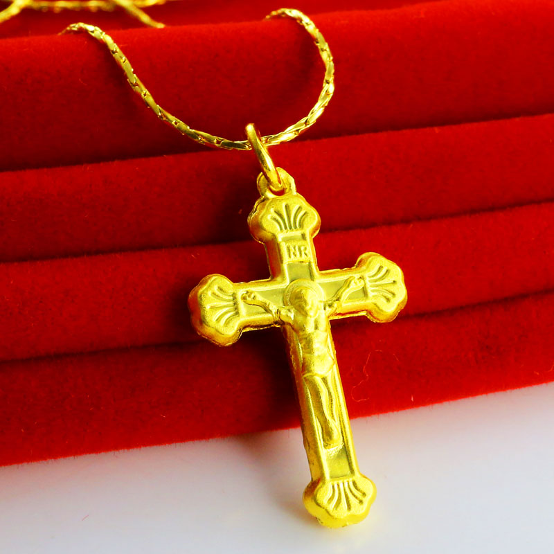 老凤凰黄金项链吊坠女款9999足金十字架坠子素金饰品男款首饰年轻人送