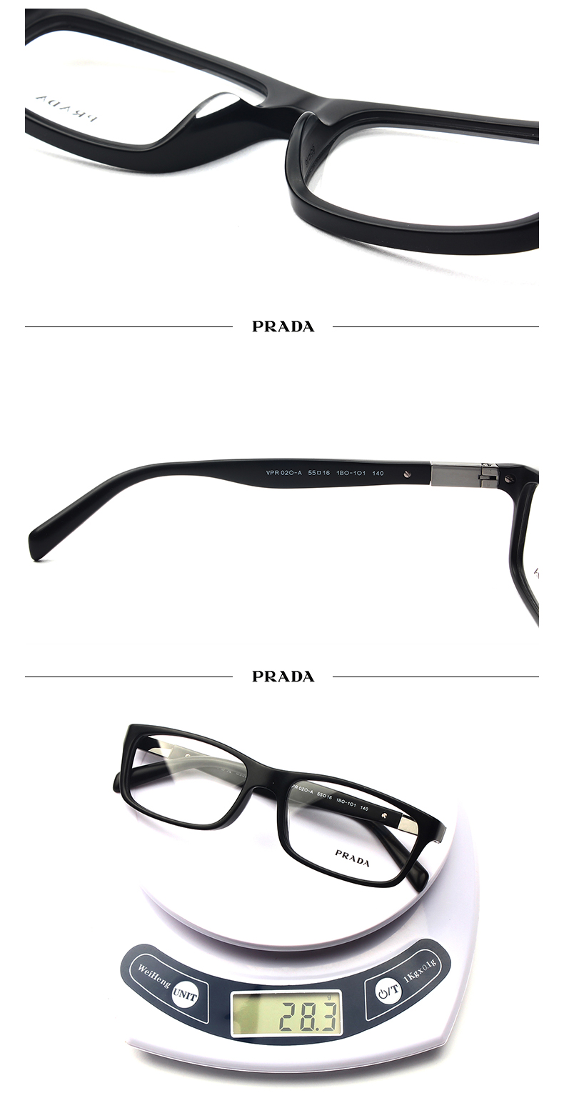 prada 普拉达 近视眼镜框架 男女款 潮全框黑色弹簧镜腿 舒适百搭亚洲