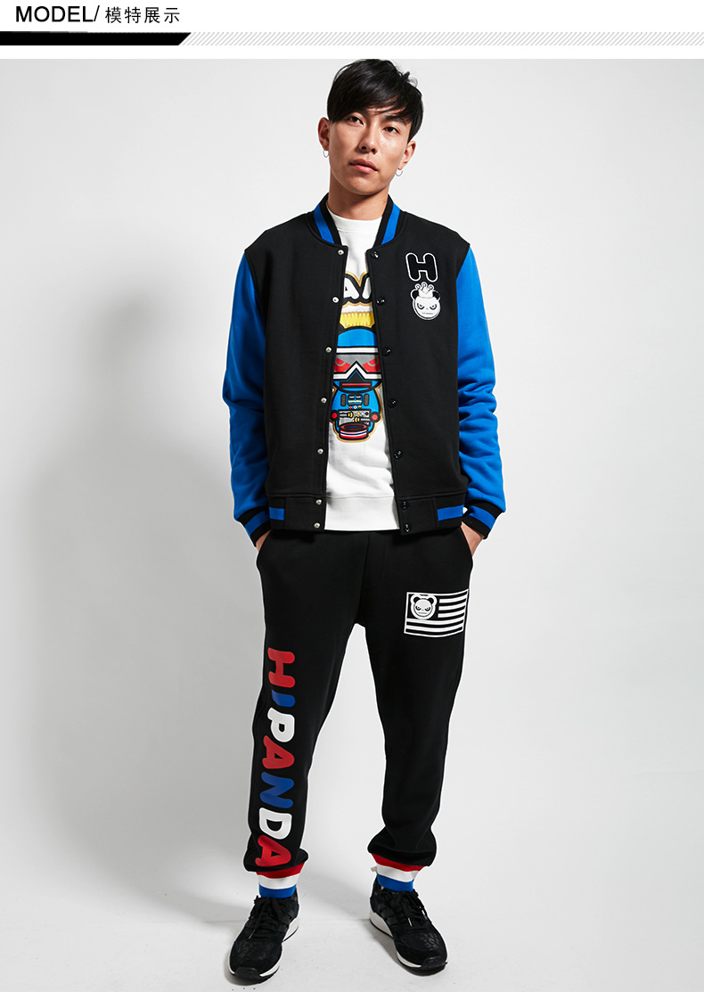 hipanda 你好熊猫 新品 设计潮牌 男款 迷彩贴标棒球服 黑色 170/m_ 5