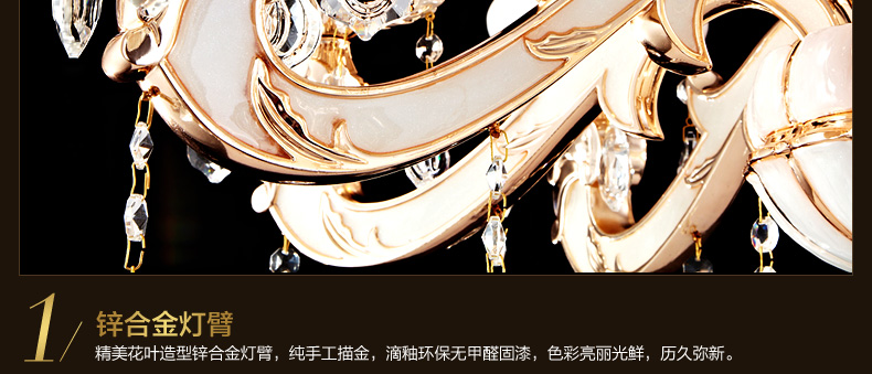 k欧式客厅大吊灯树脂仿玉石水晶灯复式楼别墅水晶吊灯9825 9825-10+5头