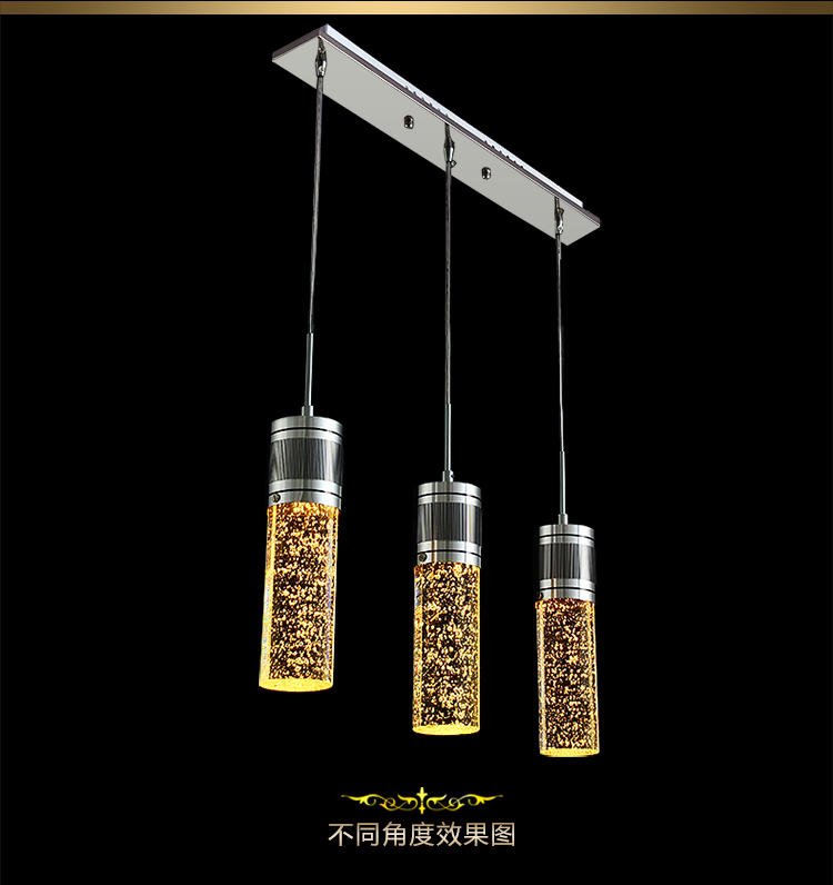 【艾斯尼】现代简约三头气泡水晶灯饰餐厅灯吊灯具吧台灯6011/3