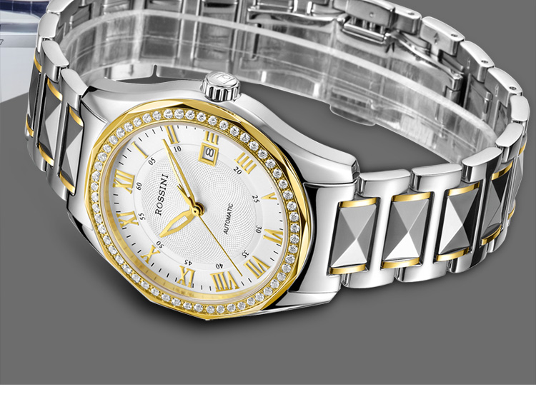 罗西尼(rossini)手表 雅尊商务系列时尚日历间金钨钢机械男表6443t01c