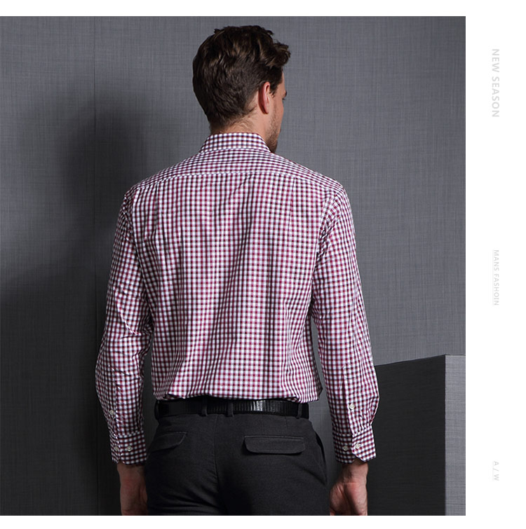 富绅virtue 衬衫男新款 时尚英伦格子修身纯棉男长袖衬衫 c602l12f