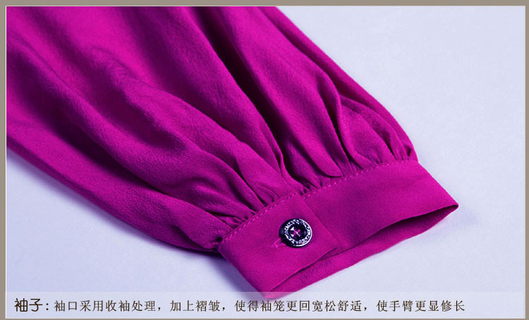 苏格曼2016春夏季新款女装OL通勤翻领长袖真丝衬衫女R850 蓝色 XXL