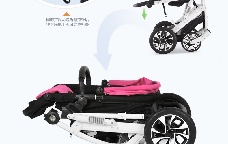 spiritkids婴儿推车 高景观避震可平躺折叠新生儿推车 双向多功能宝宝