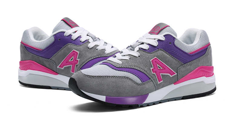 奇安达运动鞋女士潮流复古休闲鞋保暖耐磨慢跑鞋女鞋 灰粉 35_ 5折