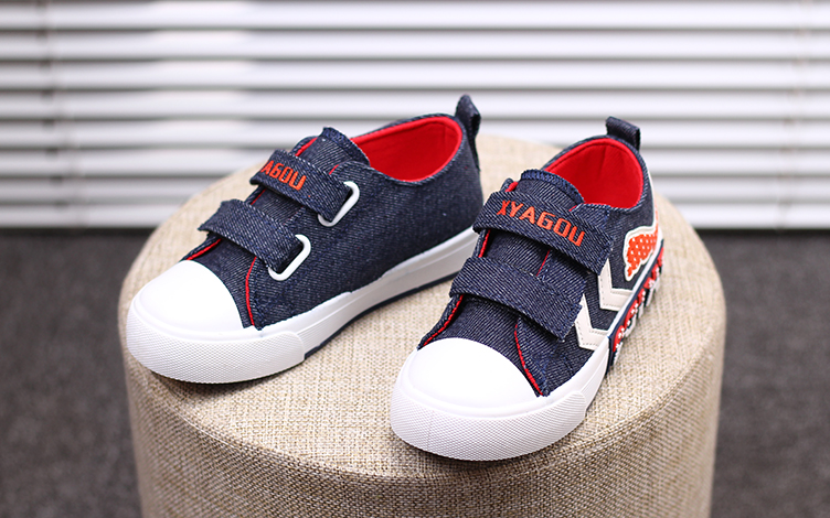 帆布鞋低帮男童休闲学生布鞋2017春新款儿童 帆布鞋258深蓝色 37码鞋