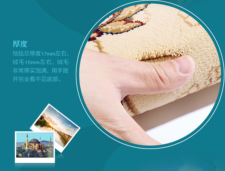 
                                        卓缘 土耳其进口 150万针厚密 美式欧式客厅茶几卧室书房 餐厅圆桌 圆形地毯 8582 红色 直径240CM                