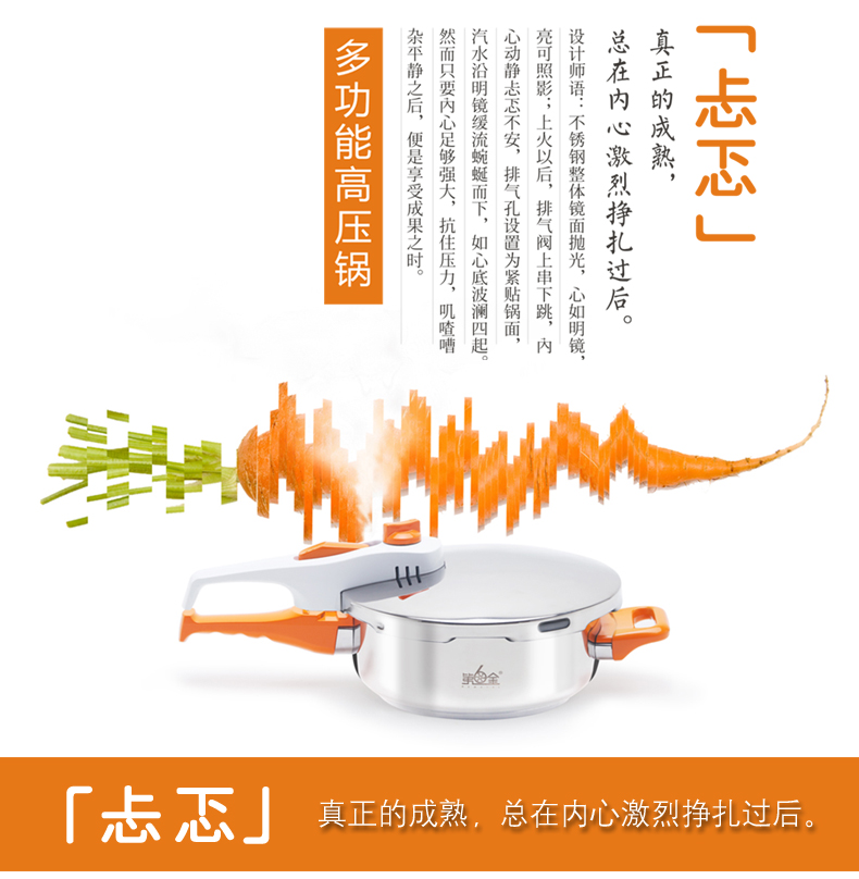 高压锅不锈钢煲汤燃气 电磁炉通用22cm炒汤锅厨房用品锅具3L节能