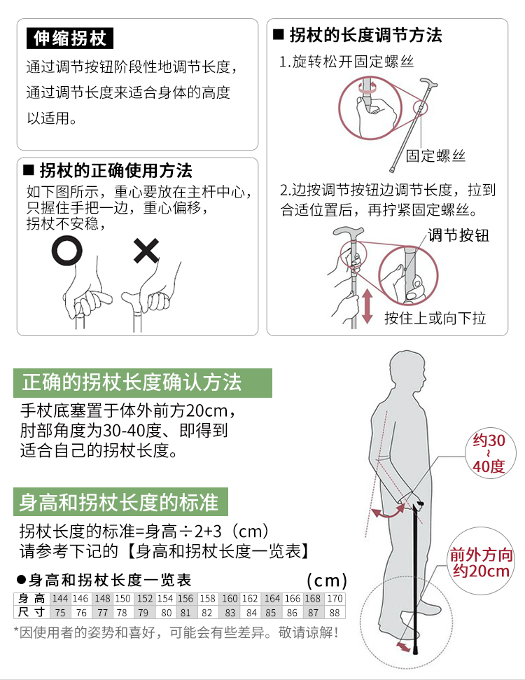 一期一会 Ichigo Ichie 日本老人伸缩拐杖防滑手杖铝合金可调节助行器ot 004茶色 图片价格品牌报价 京东