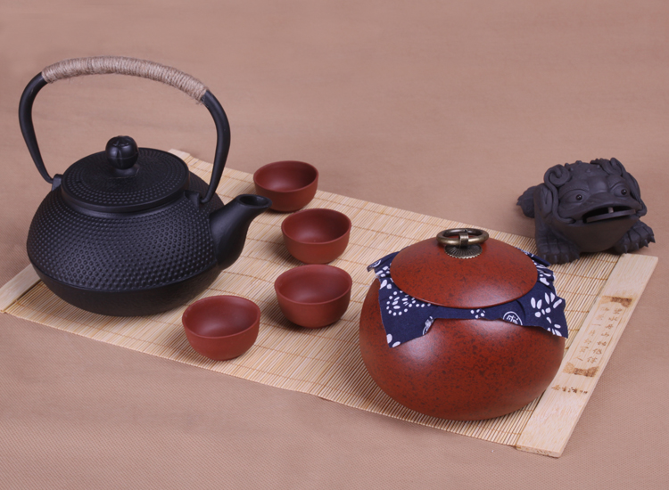 容雅茶具  宜兴紫砂茶叶罐 花泥扁形西施三线将军钟形罐普洱醒茶罐子 多款选择 半斤装 花泥将军罐