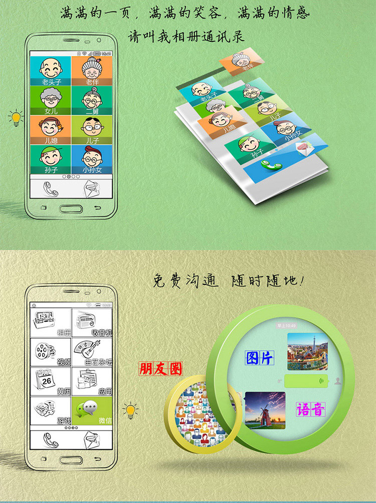 派信(PISIN) 爱久久 I99+  移动3G智能老人手机 健康黑