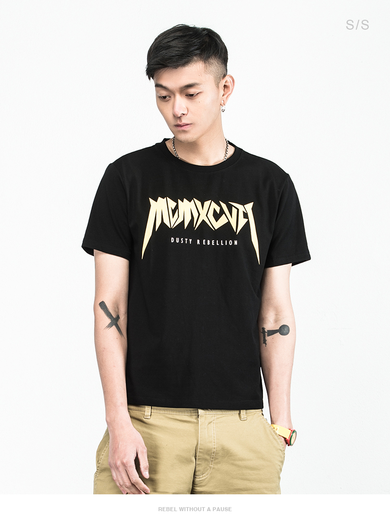 dusty潮牌男装夏季高街撞色字母印花短袖t恤百搭学院休闲半袖上衣tee
