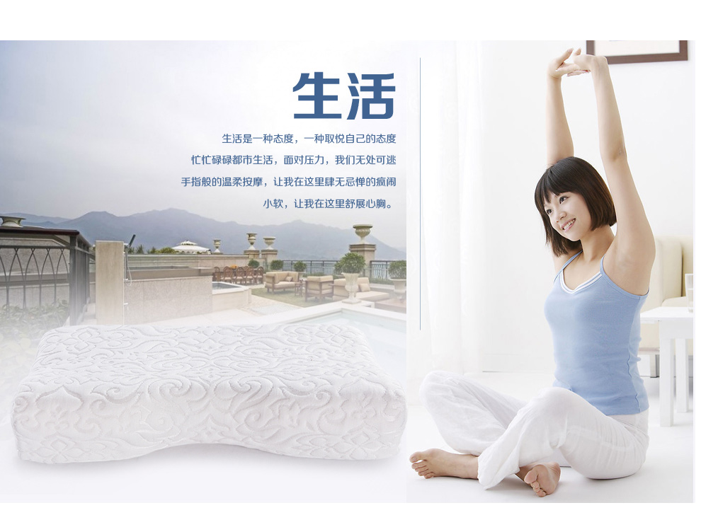 小软 改善睡眠记忆枕 颈椎枕 透气枕头 白色全涤蝶形枕