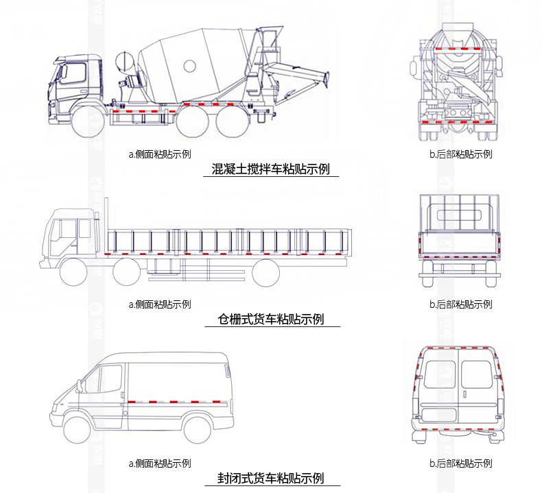 車身反光器 反光板 國標汽車紅白膜高反光警示標識貼 貨車卡車掛車