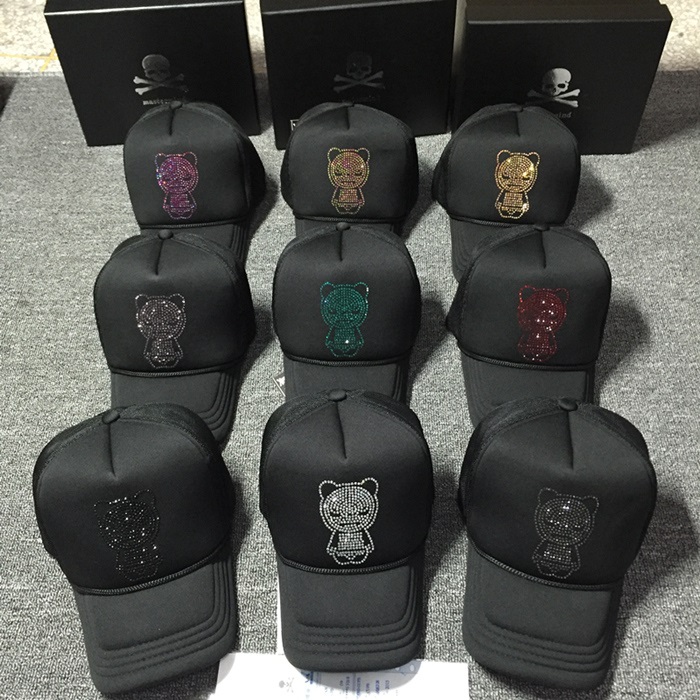 万古奇新品潮牌2017新款暴力熊猫潮牌带钻水钻嘻哈鸭舌遮阳帽棒球帽子